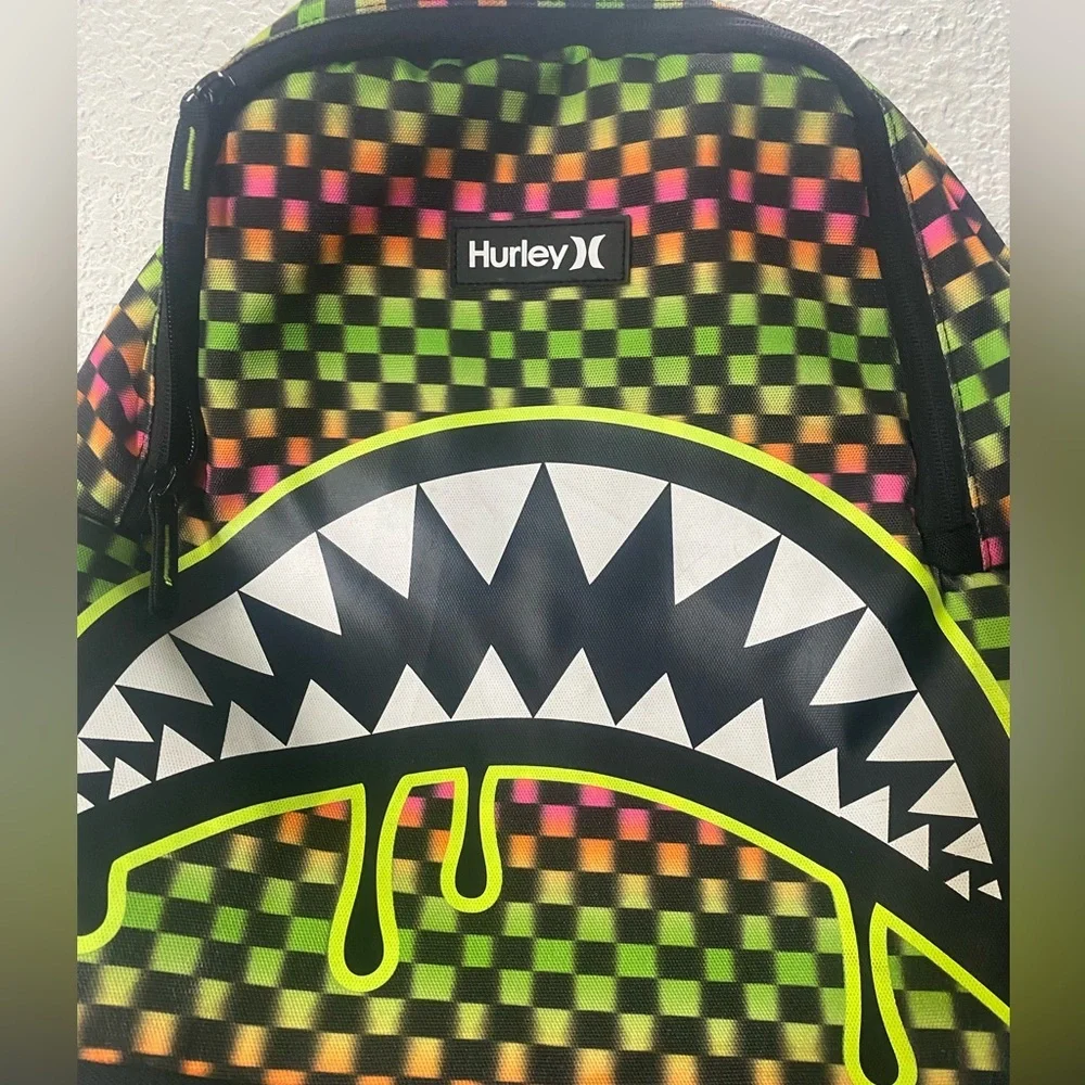 Hurley Kids Checkered Neon Backpack shark bite